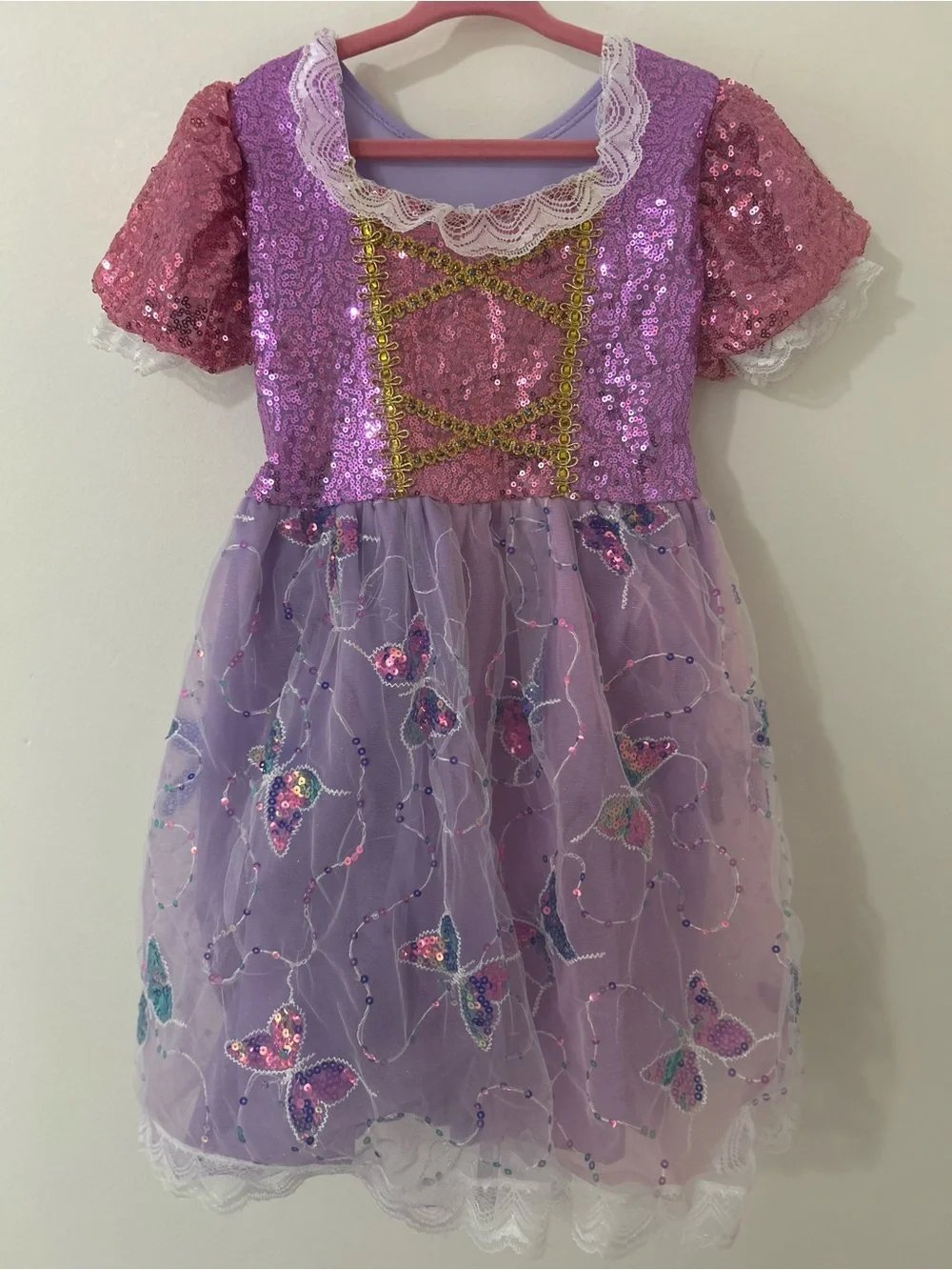Rapunzel Tangled Light-Up LED Princess Costume Dress & Braid Headband Set 4T